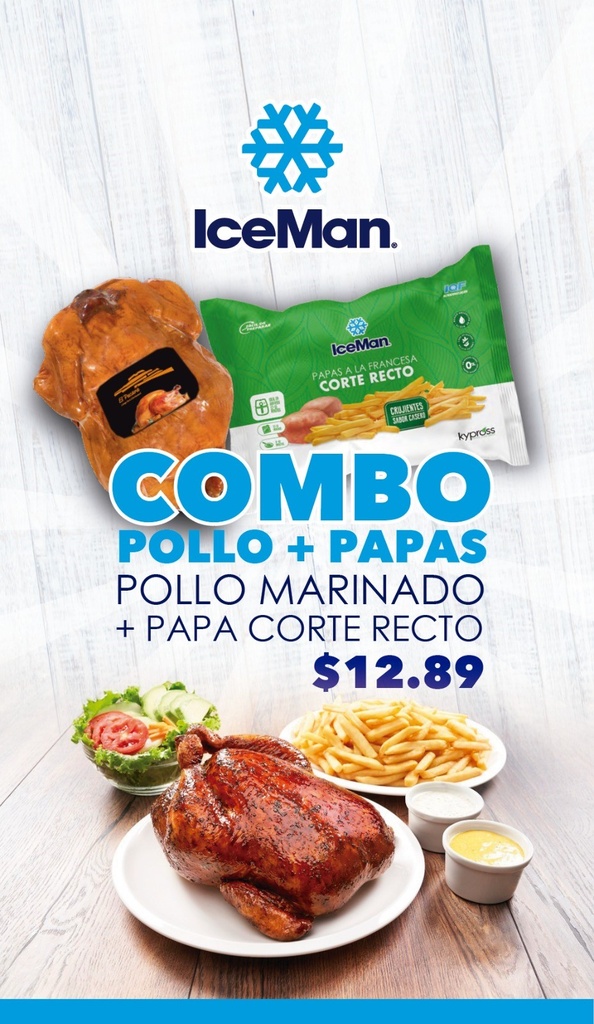 COMBO POLLO MARINADO +PAPA LISA ICEMAN